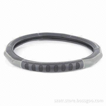 Car Steering Wheel Cover, Made of Silicone and Genuine Leather Materials